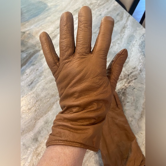 Coach leather cashmere gloves sz 8 brown - Picture 9 of 10